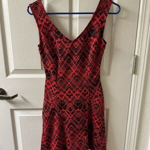 BeBop Red and Black Geometric Mini Dress